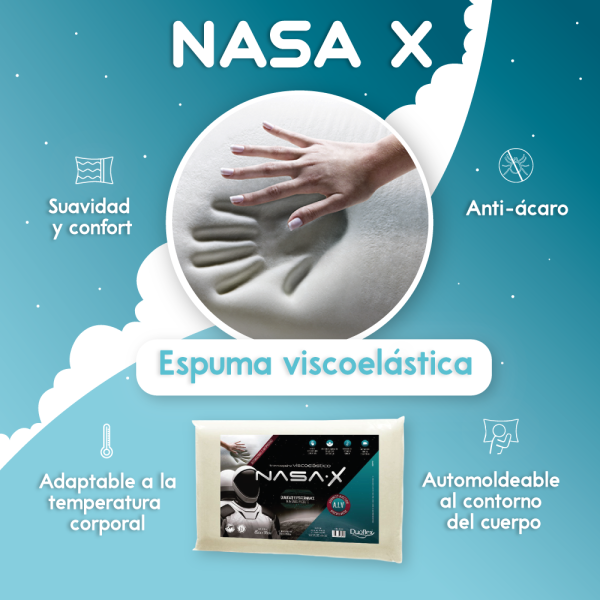 Almohada Viscoelástica, control de temperatura y anti ácaro NASA X - Imagen 2